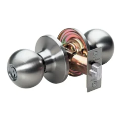 Ball Style Knob Entry Door Lock; Satin Nickel, SC1