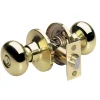Biscuit Style Knob Entry Door Lock; Polished Brass