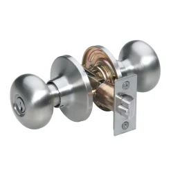 Biscuit Style Knob Entry Door Lock; Satin Nickel, WR3/5