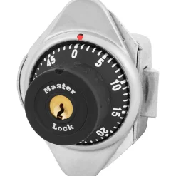 Built-In Combination Lock with Metal Dial for Horizontal Latch Box Lockers - Hinged on Left