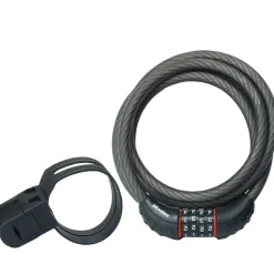 Combination Braided Steel Cable Lock, 6 ft x 1/2 in