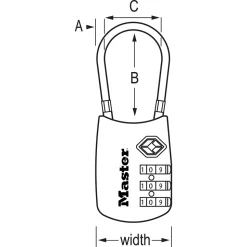 Flexible Shackle Set Your Own Combination TSA Lock, Assorted Colors, 1-3/16 in Wide