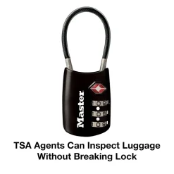 Flexible Shackle Set Your Own Combination TSA Lock, Assorted Colors, 1-3/16 in Wide
