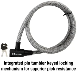 6ft (1.8m) Long x 5/8in (15mm) Diameter Keyed Cable Lock