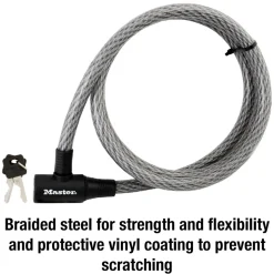6ft (1.8m) Long x 5/8in (15mm) Diameter Keyed Cable Lock