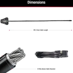 6ft (1.8m) Long x 5/16in (8mm) Diameter Python™ Adjustable Locking Cable; Silver and Black
