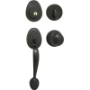 Handleset with Biscuit Style Knob Interior and Single Cylinder Deadbolt; Aged Bronze, WR5