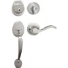 Handleset with Wave Style Lever Interior and Single Cylinder Deadbolt (Right Hand); Satin Nickel, WR5