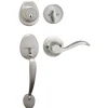 Handleset with Wave Style Lever Interior and Single Cylinder Deadbolt (Left Hand); Satin Nickel, KW1