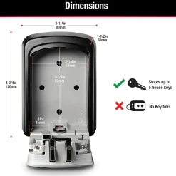 Heavy Duty Wall Mount Lock Box for Keys, 3-1/4 in x 2-1/4 in