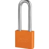2in (51mm) Orange Solid Aluminum Rekeyable 6-Pin Tumbler Padlock with 3in (76mm) Shackle, Keyed Alike