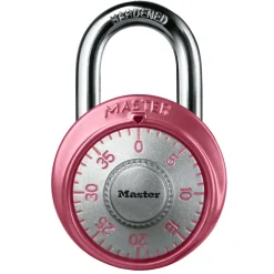 1-7/8in (48mm) Wide Combination Dial Padlock with Aluminum Cover; Pink