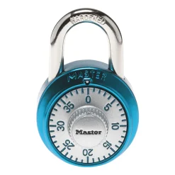 1-7/8in (48mm) Wide Combination Dial Padlock with Aluminum Cover; Light Blue