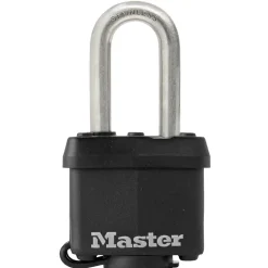 1-9/16in (40mm) Wide Covered Stainless Steel Pin Tumbler Padlock with 1-1/2in (38mm) Shackle; Black