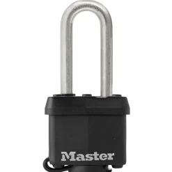 1-9/16in (40mm) Wide Covered Stainless Steel Pin Tumbler Padlock with 2in (51mm) Shackle; Black