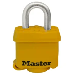 1-9/16in (40mm) Wide Covered Stainless Steel Pin Tumbler Padlock; Yellow