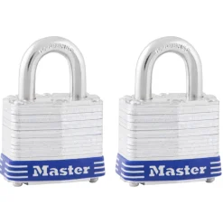 1-9/16in (40mm) Wide Laminated Steel Pin Tumbler Padlock; 2-Pack