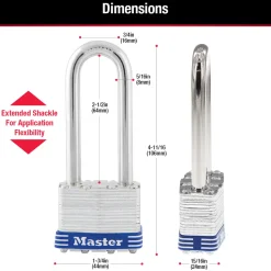1-3/4in (44mm) Wide Laminated Steel Pin Tumbler Padlock with 2-1/2in (64mm) Shackle; 3-Pack
