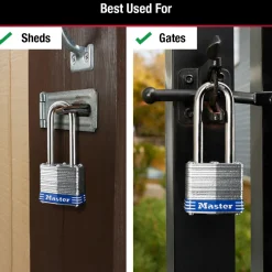 1-3/4in (44mm) Wide Laminated Steel Pin Tumbler Padlock with 2-1/2in (64mm) Shackle; 3-Pack