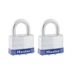 2in (51mm) Wide Laminated Steel Pin Tumbler Padlock; 2-Pack