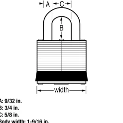 1-9/16in (40mm) Wide Laminated Steel Pin Tumbler Padlock; 4-Pack