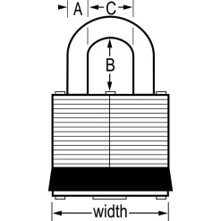 1-1/8in (29mm) Wide Laminated Steel Pin Tumbler Padlock