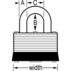 1-1/8in (29mm) Wide Laminated Steel Warded Padlock, Keyed Alike