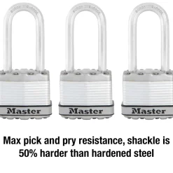 1-3/4in (44mm) Wide Magnum® Laminated Steel Padlock with 2in (51mm) Shackle; 3-Pack