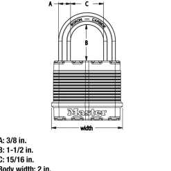 2in (51mm) Wide Magnum® Laminated Steel Padlock with 1-1/2in (38mm) Shackle; 2-Pack