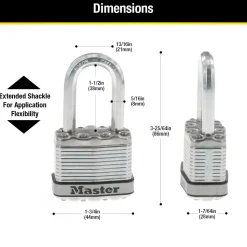 1-3/4in (44mm) Wide Magnum® Laminated Steel Padlock with 1-1/2in (38mm) Shackle; 4-Pack