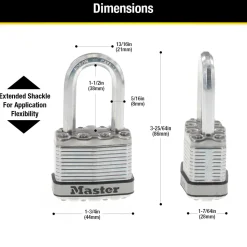 1-3/4in (44mm) Wide Magnum® Laminated Steel Padlock with 1-1/2in (38mm) Shackle; 2-Pack