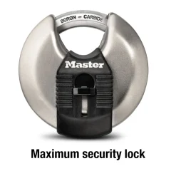 3-1/8in (79mm) Wide Magnum® Stainless Steel Discus Padlock with Shrouded Shackle