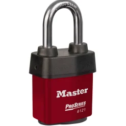 2-1/8in (54mm) Wide ProSeries® Weather Tough® Laminated Steel Rekeyable Pin Tumbler Padlock with 1-1/2in (38mm) Brass Shackle, Keyed Alike, Red