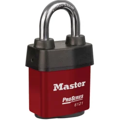 2-1/8in (54mm) Wide ProSeries® Weather Tough® Laminated Steel Rekeyable Pin Tumbler Padlock, Keyed Alike, Red