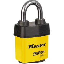 2-1/8in (54mm) Wide ProSeries® Weather Tough® Laminated Steel Rekeyable Pin Tumbler Padlock, Yellow
