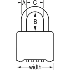 2in (51mm) Wide Resettable Combination Brass Padlock with 2-1/4in (57mm) Shackle, Supervisory Key Override