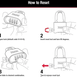 2 in (51mm) Wide Resettable Combination Brass Padlock with 2-1/4in (57mm) Shackle