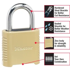 2in (51mm) Wide Set Your Own Combination Padlock with 1in (25mm) Shackle