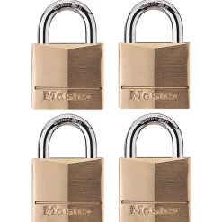 1-9/16in (40mm) Wide Solid Brass Body Padlock; 4-Pack