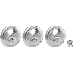 2-3/4in (70mm) wide stainless steel shrouded padlock, 3-pack