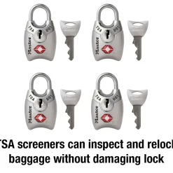 1in (25mm) Wide TSA-Approved Luggage Lock with Shrouded Shackle; Assorted Colors; 4-Pack