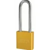 1-3/4in (44mm) Yellow Solid Aluminum Rekeyable Pin Tumbler Padlock with 3in (76mm) Shackle, Keyed Alike