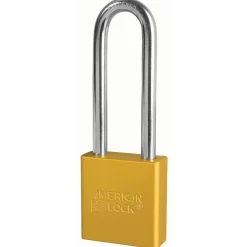 1-3/4in (44mm) Yellow Solid Aluminum Rekeyable Pin Tumbler Padlock with 3in (76mm) Shackle, Keyed Alike