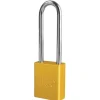 1-1/2in (38mm) Yellow Solid Aluminum Small Format Interchangeable Core Padlock with 3in (76mm) Shackle, Keyed Alike