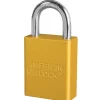 1-1/2in (38mm) Yellow Solid Aluminum Small Format Interchangeable Core Padlock, Keyed Alike