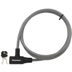 Keyed Braided Steel Cable Lock, 6 ft x 3/8 in