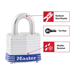 Laminated Steel Padlock, Pin Tumbler, 1-9/16 in Wide