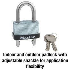 Laminated Steel Padlock, Warded Lock, 1-3/4 in Wide