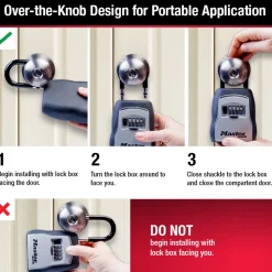 Lock Box for Keys, Over-the-Knob Design, 3-1/4 in x 6-1/4 in