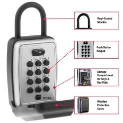 Lock Box for Keys with Push Button Combination, 3-1/8 in x 6-7/8 in